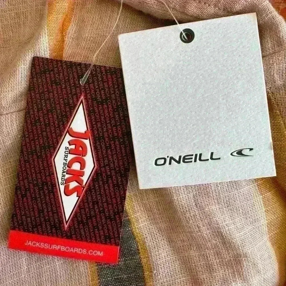 O'Neill Tatum Blush Pink Striped Tie Front Romper Lulus Pockets Size XS - Picture 11 of 11